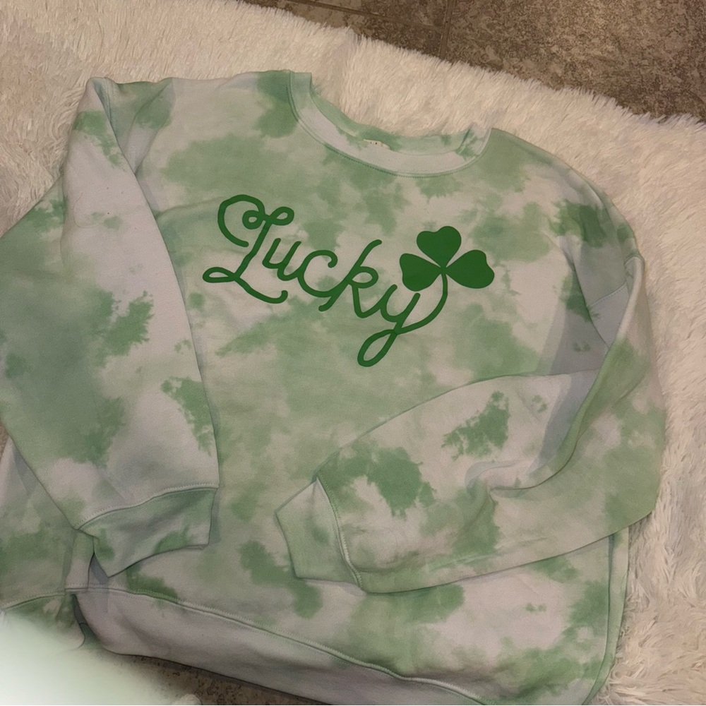 Wound Up Green and White Tie-Dye Sweatshirt